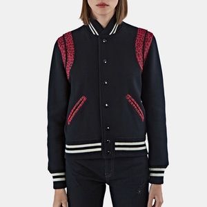 Saint Laurent Pink Leopard Teddy Bomber Jacket F38